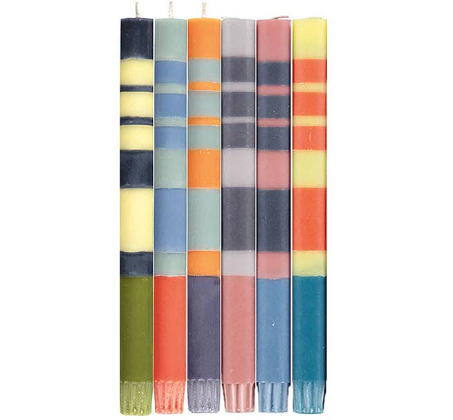 British Colour Standard Dinner Candles - Stripes Mix