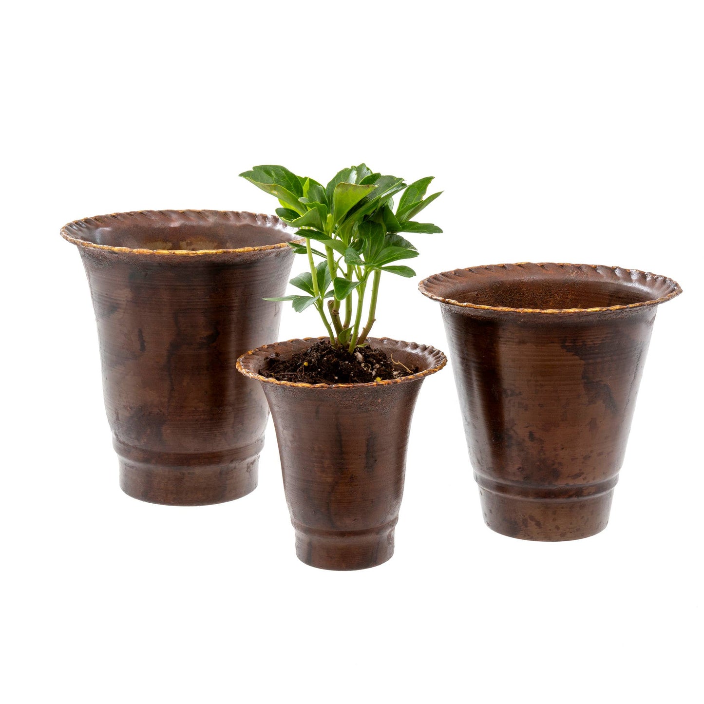 Leather Effect Trumpet Pots S/3