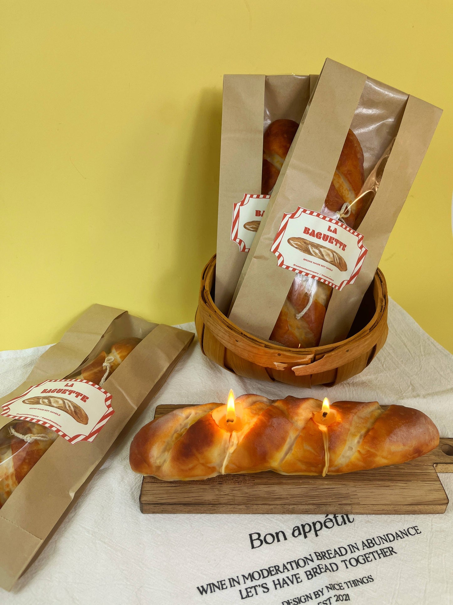 French Baguette Candle: Long Baguette No Scent
