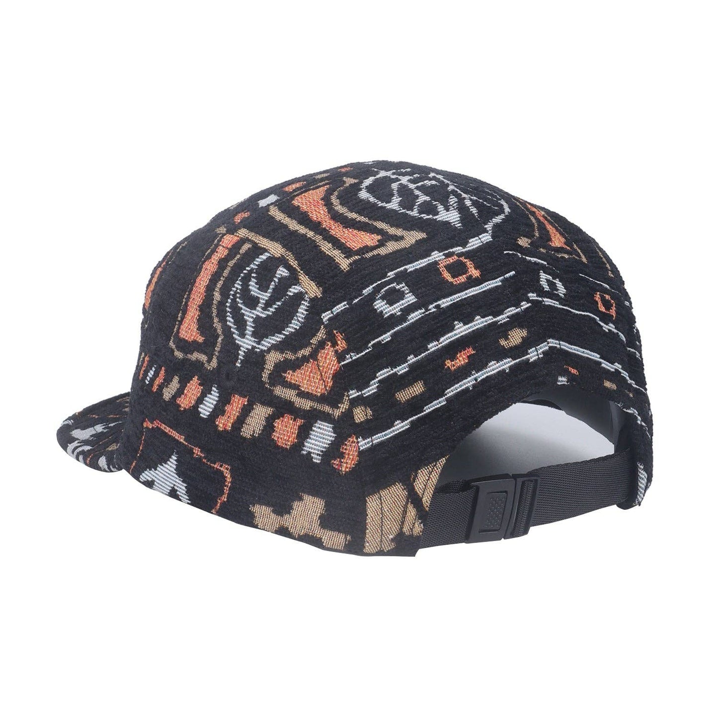Hatphile Nature Inspired Pattern 5 Panel Hat: Black