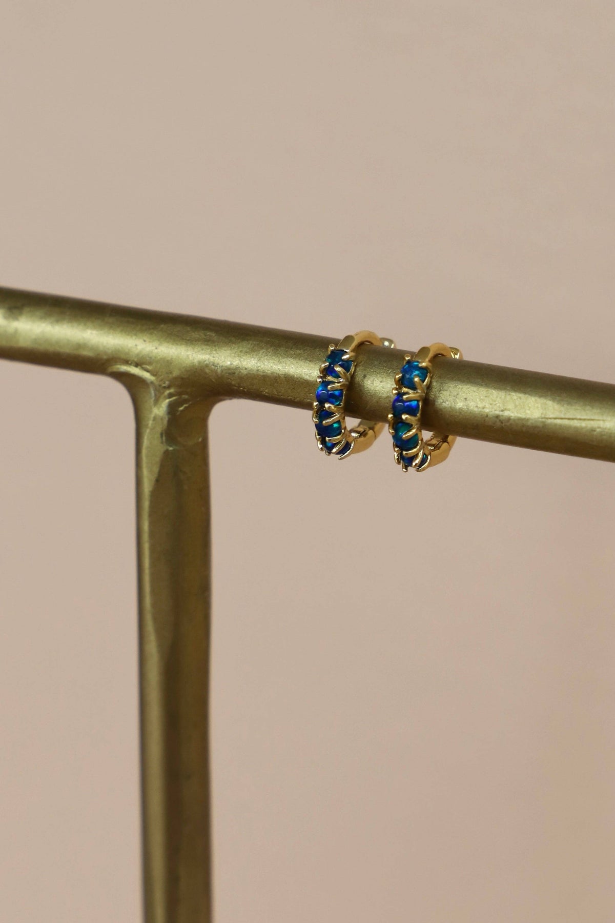 DARK BLUE OPAL MINI HOOPS