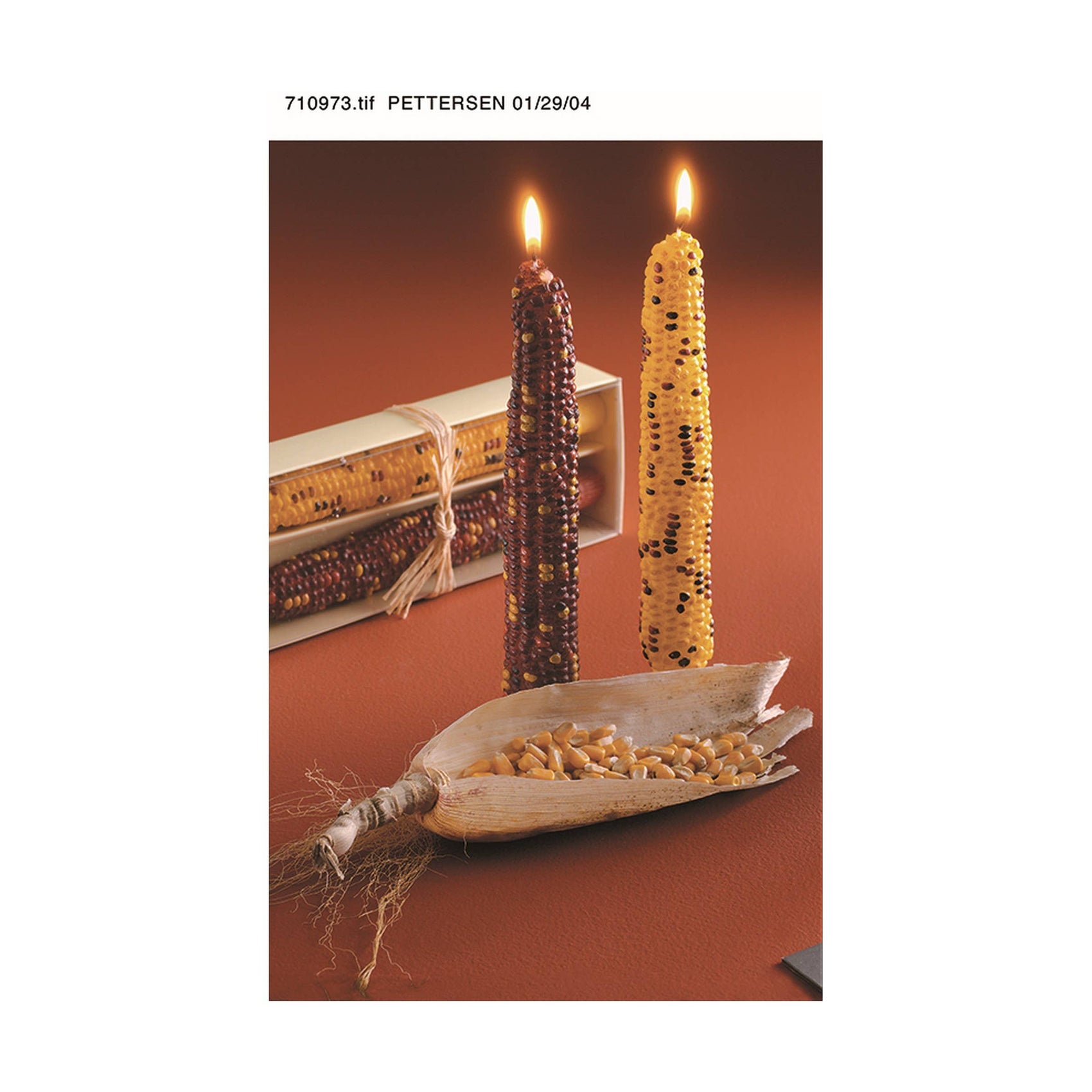 Multi Harvest Harvest Corn Taper Candles Set Of 2 - Multi