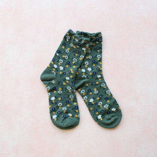 Garden Flower Socks: Ivory