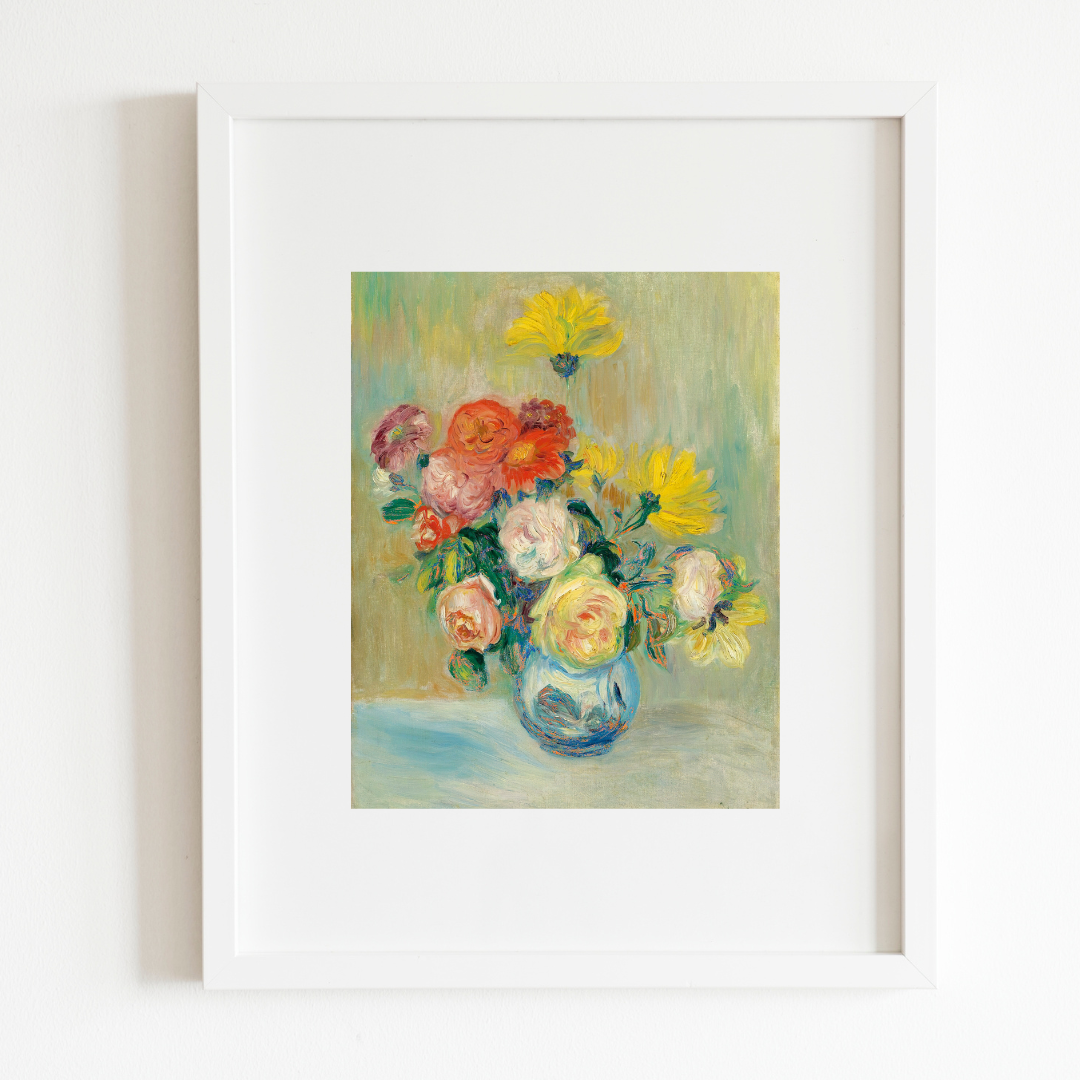 Dahlias Vase Antique Print