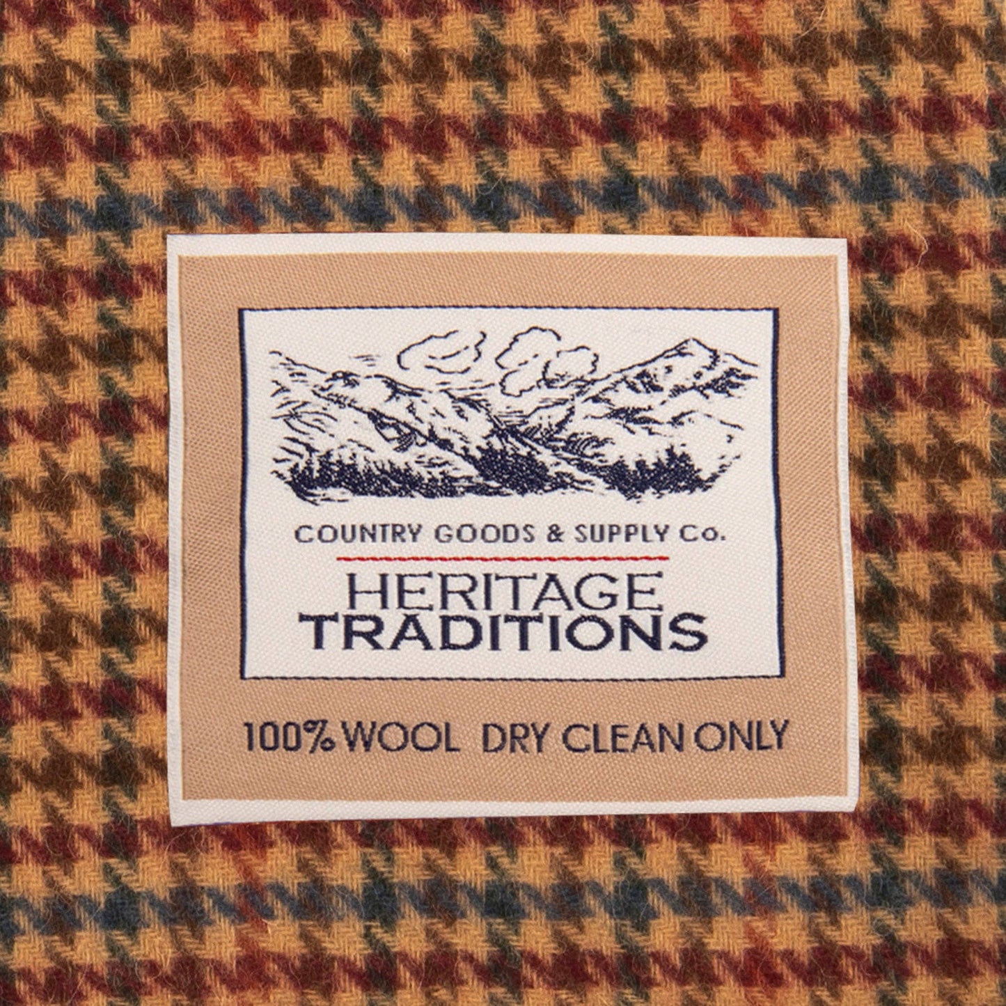 Heritage Traditions Check Wool Scarf: Antique Hound