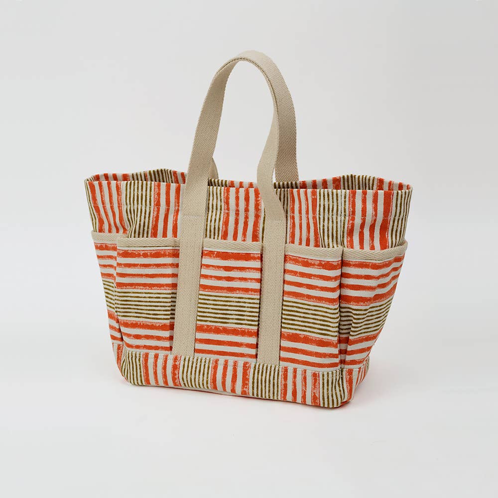 Orange Club Stripe Market Tote