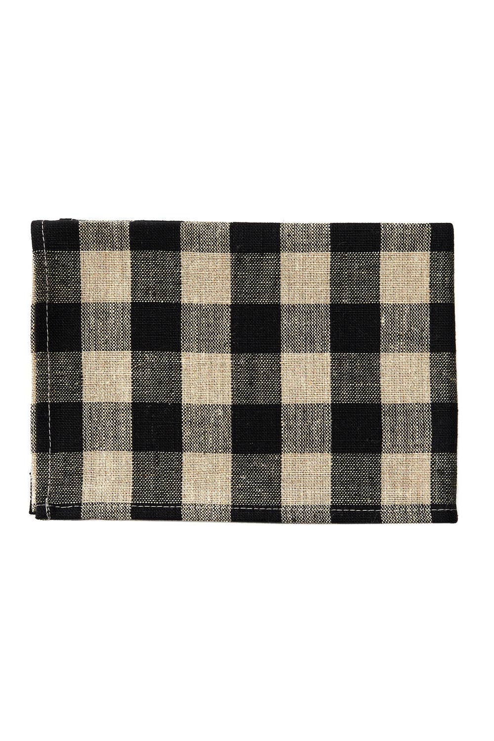 Thick Linen Kitchen Cloth Black Natural Check: Black Natural