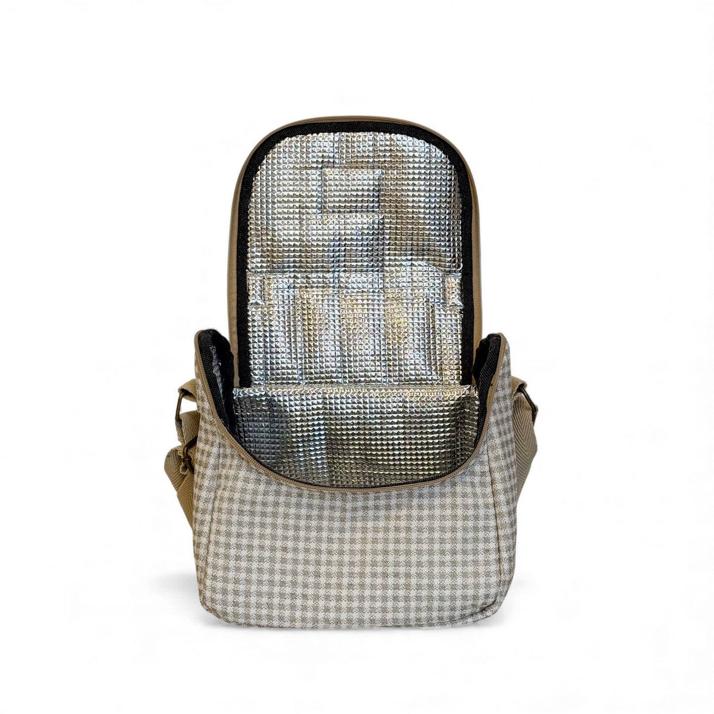 Insulated Lunch Bag in beige Check
