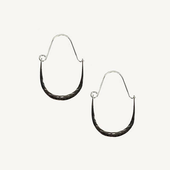 Francis Earring - Hammered U-hoop: Silver