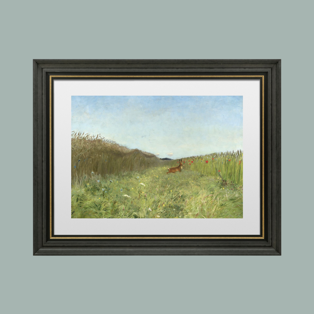 Hare in the Field Antique Art Print