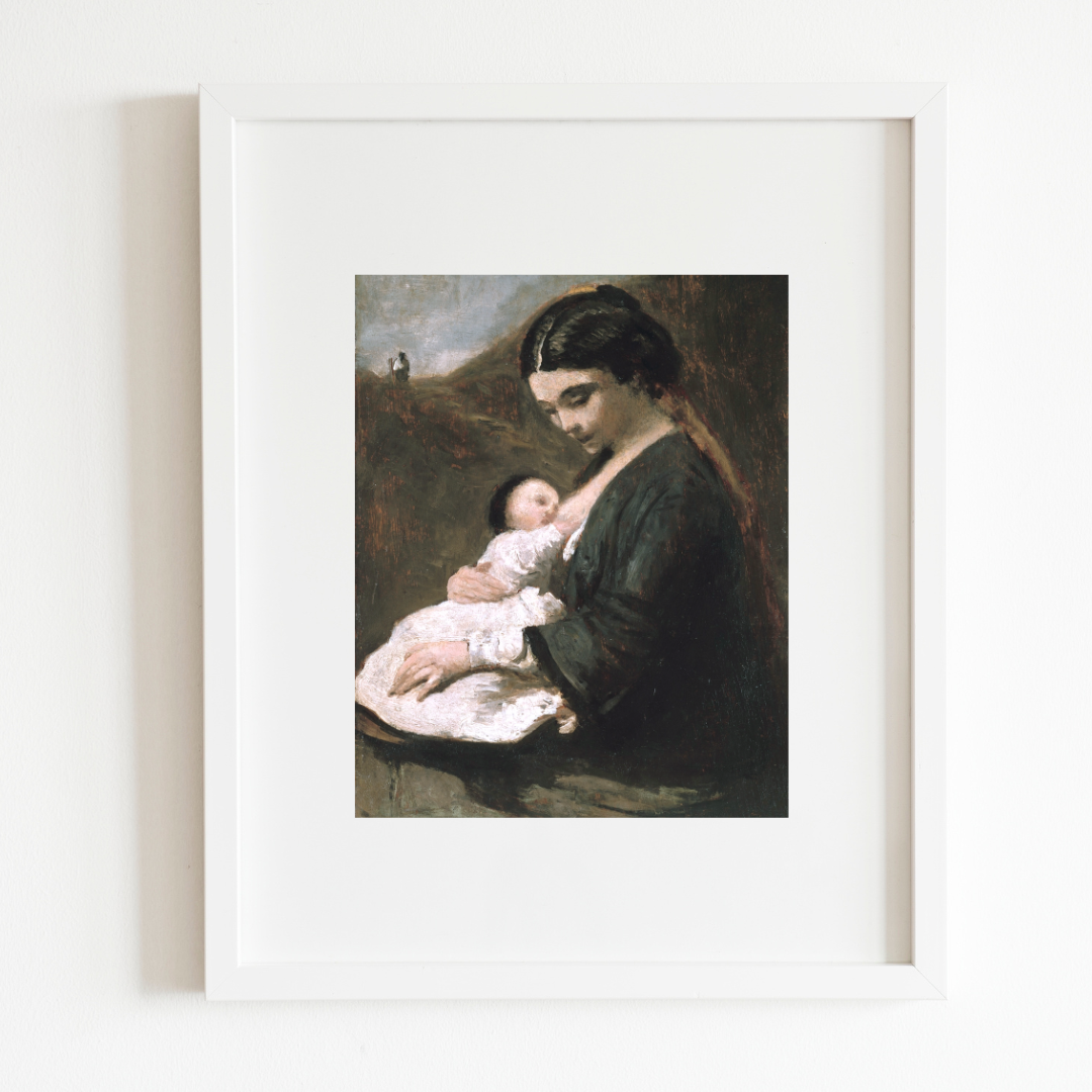 Mother and Child Antique Art Print