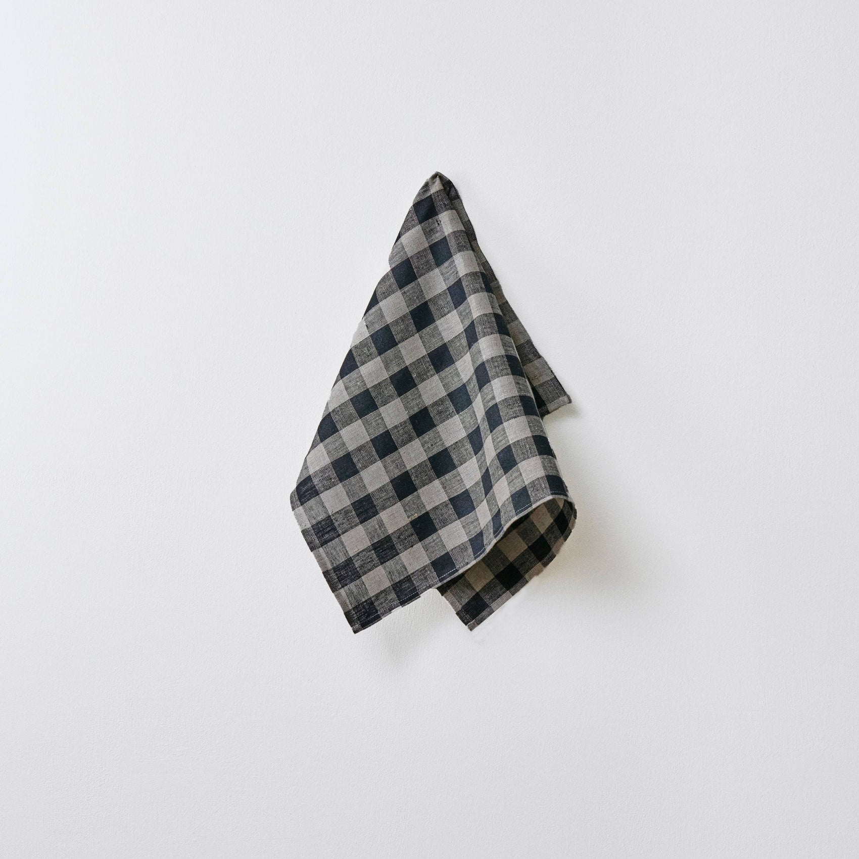 Thick Linen Kitchen Cloth Black Natural Check: Black Natural