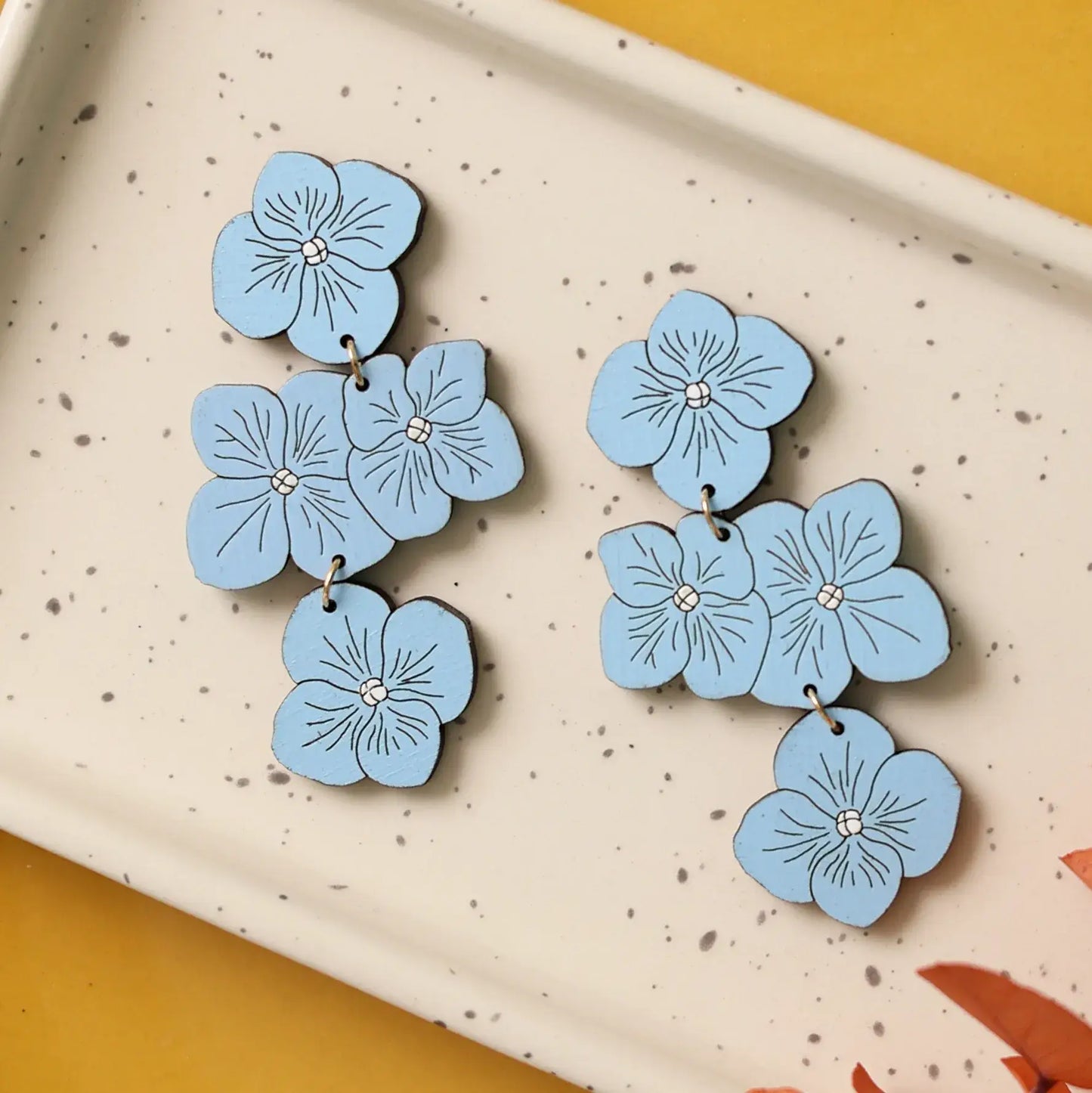 Hydrangea Statement Earrings - Blue