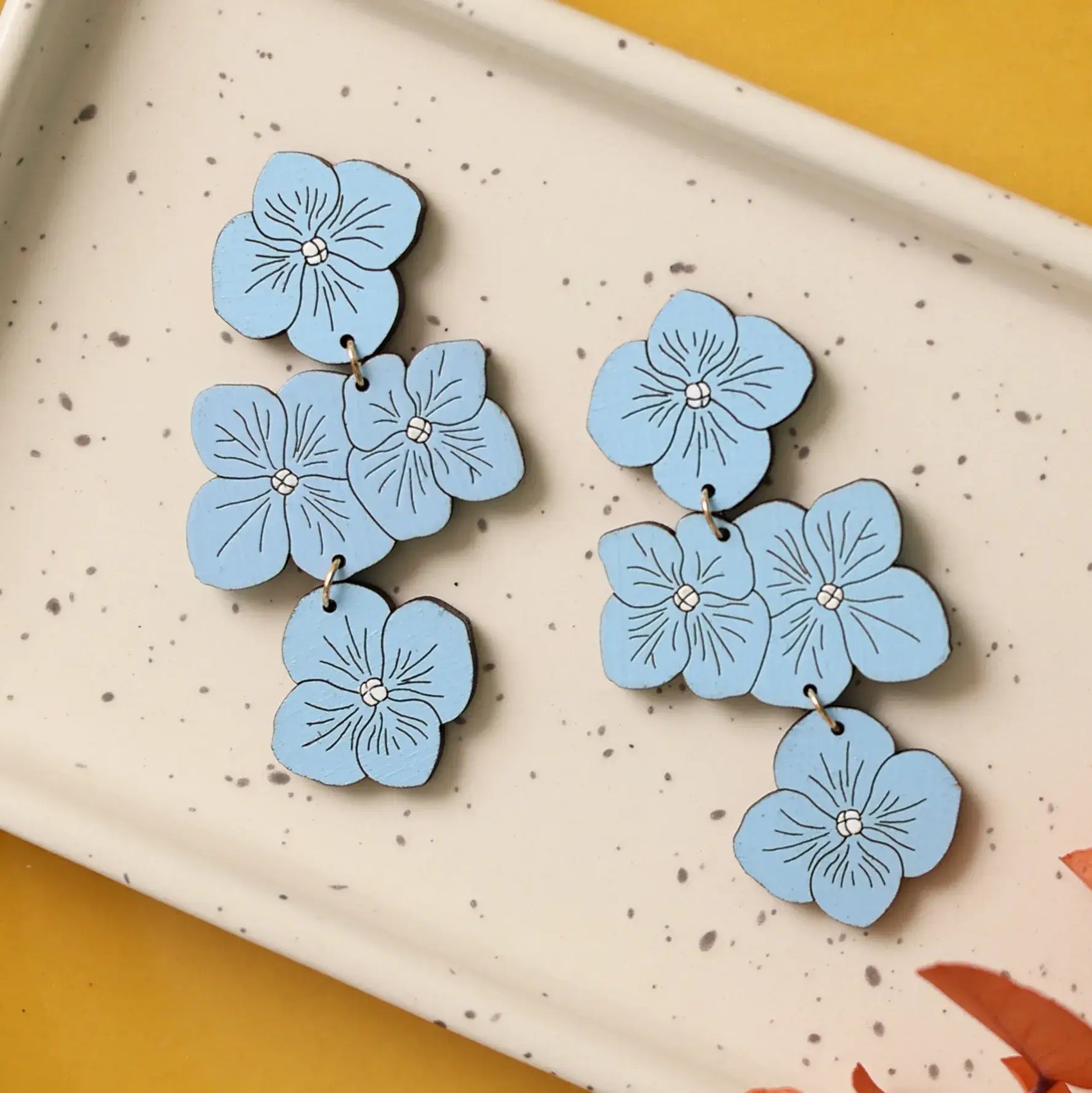 Hydrangea Statement Earrings - Blue