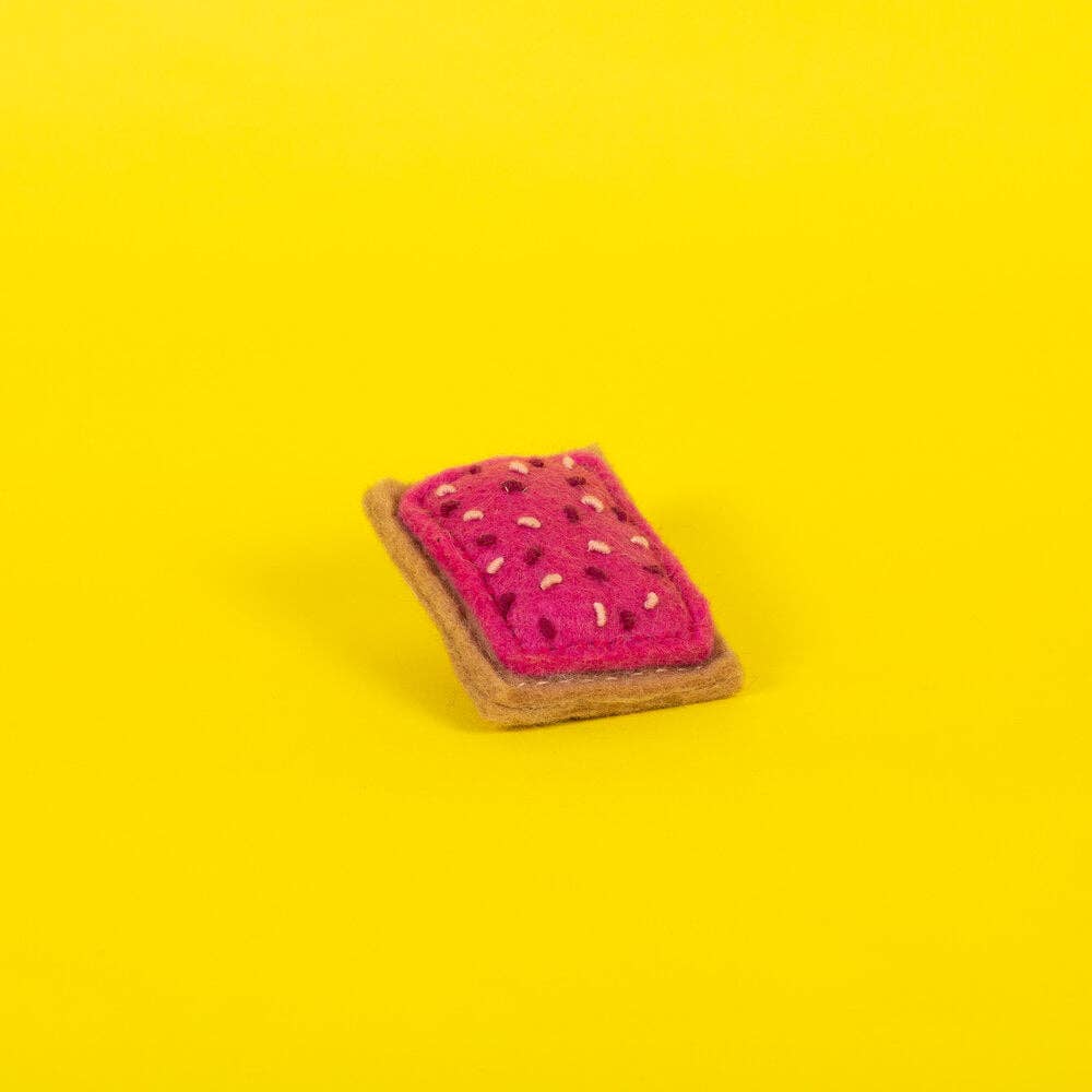 Wool Pop Tart Cat Toy: Strawberry