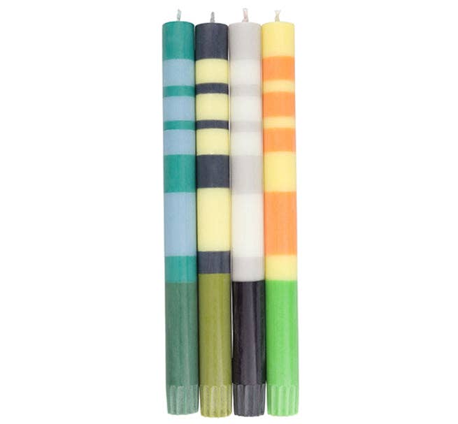 British Colour Standard Dinner Candles - Greens & Yellows