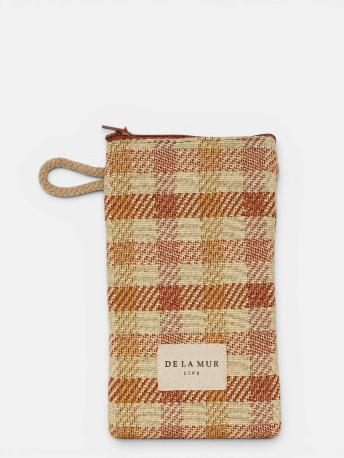 Gingham Jacquard Glasses Case – Terracotta & Orange (Zia)