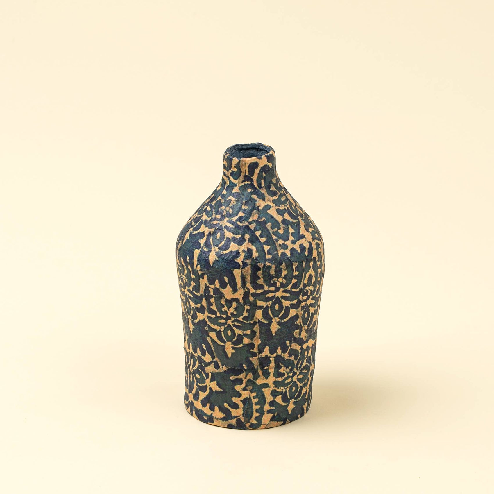 Patterned Paper Mache Bottle Vase