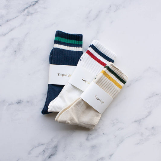 Men's Retro Thin Stripe Socks: Navy