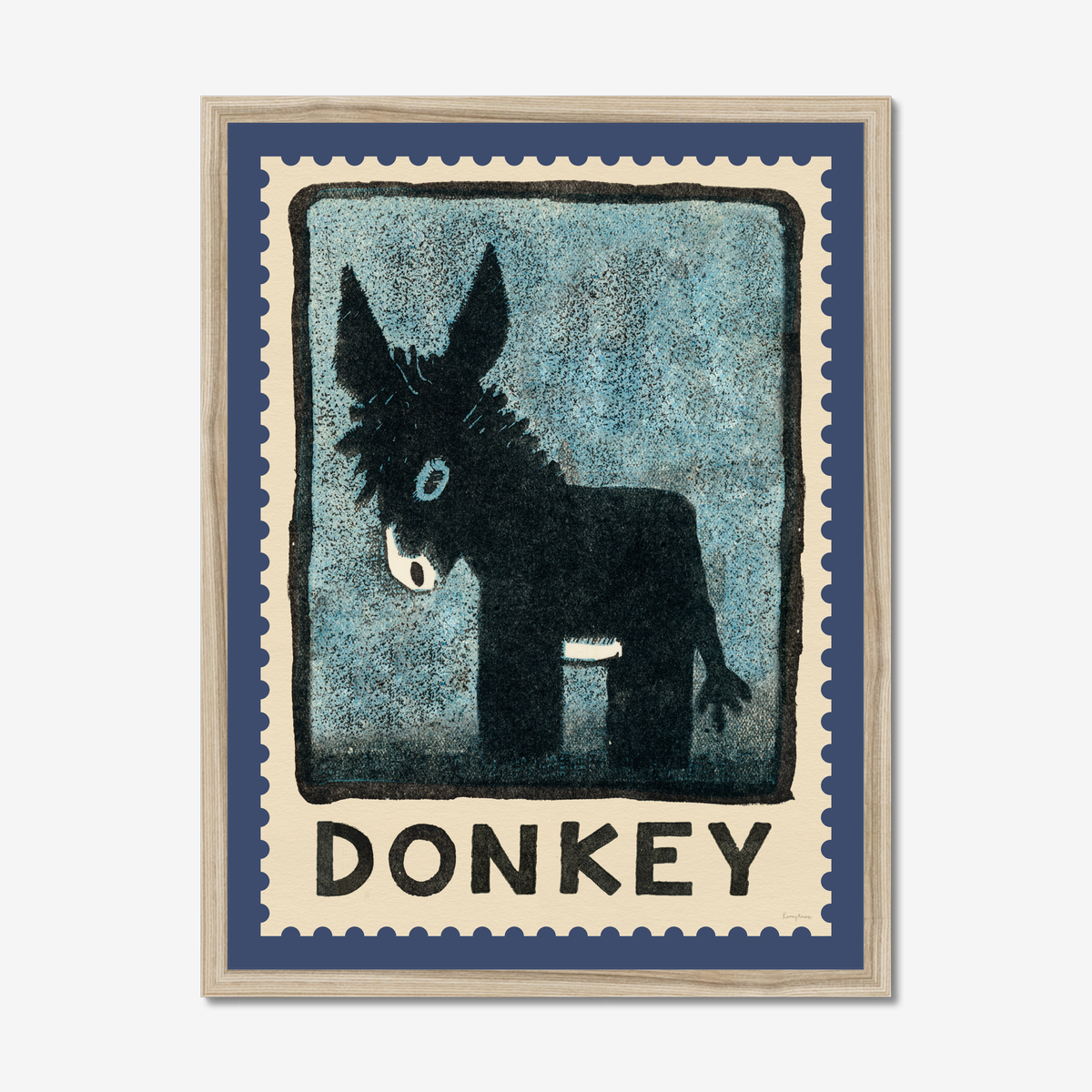 Donkey Vintage Stamp Fine Art Print