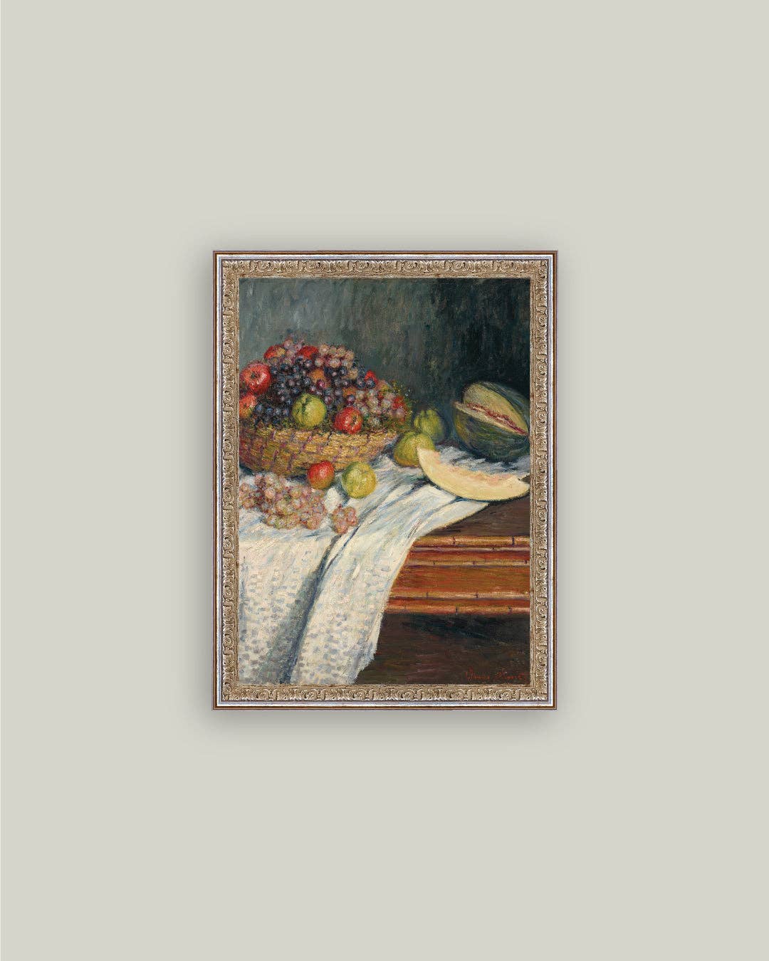 Still Life with Honeydew Framed Antique Art