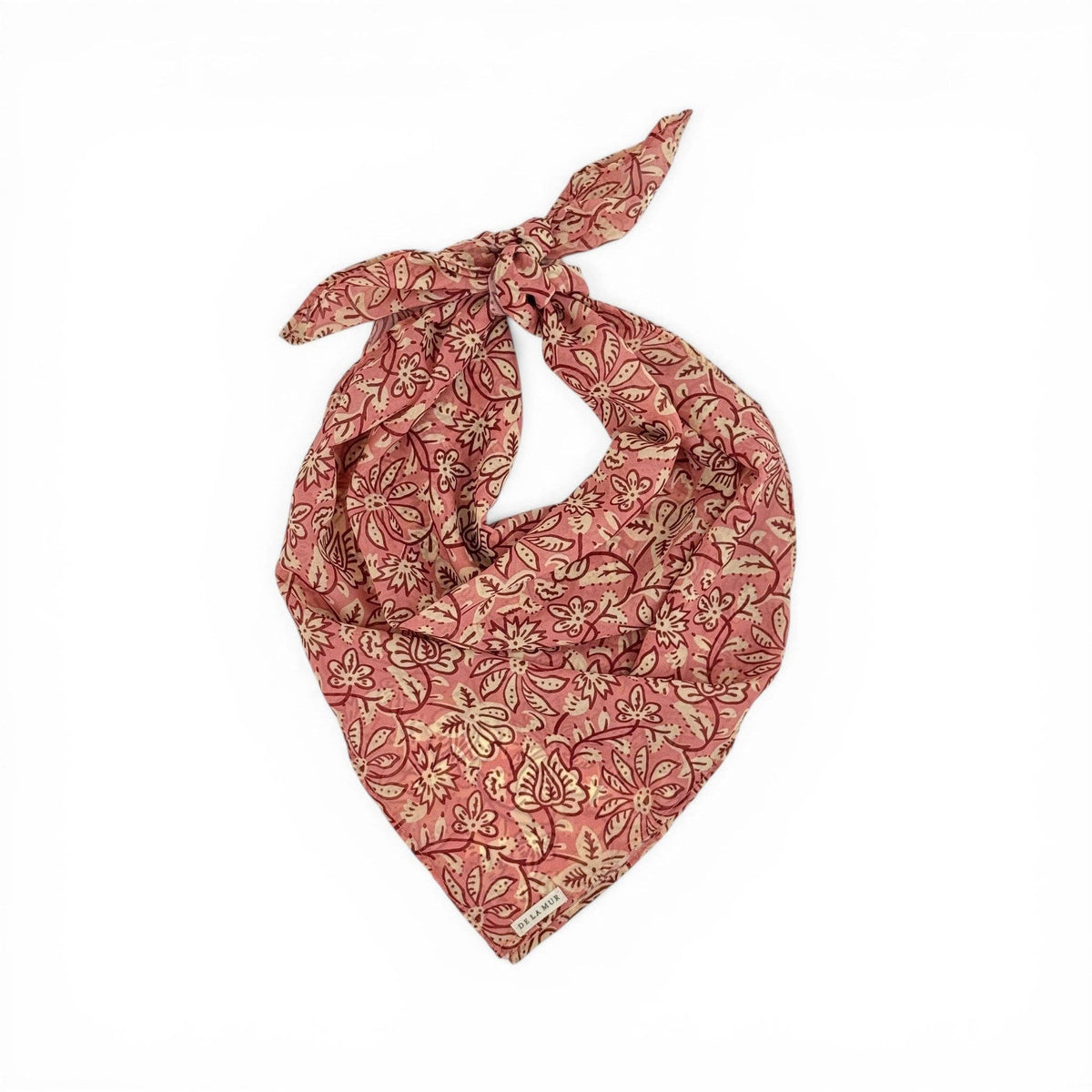 Floral Chiffon Square Scarf – Ecru & Pink (Came)