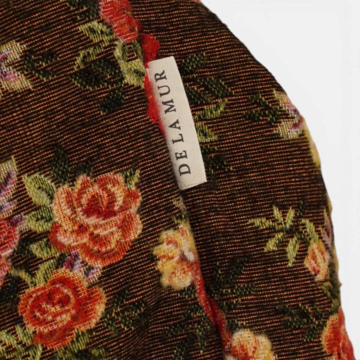 Floral Jacquard Round Shoulder Bag – Brown & Red (Pepi)