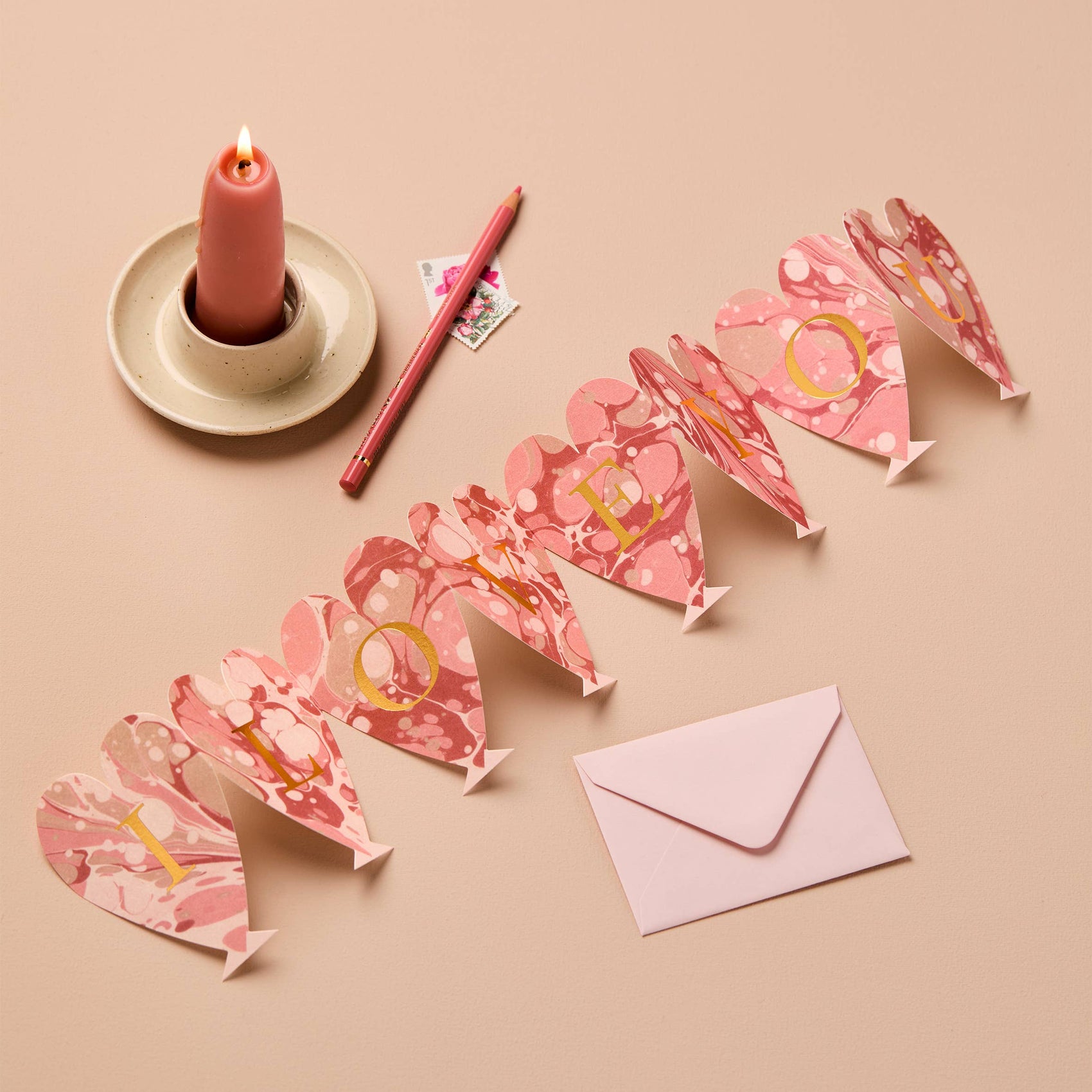 Heart Concertina 'I Love You' Mini Card