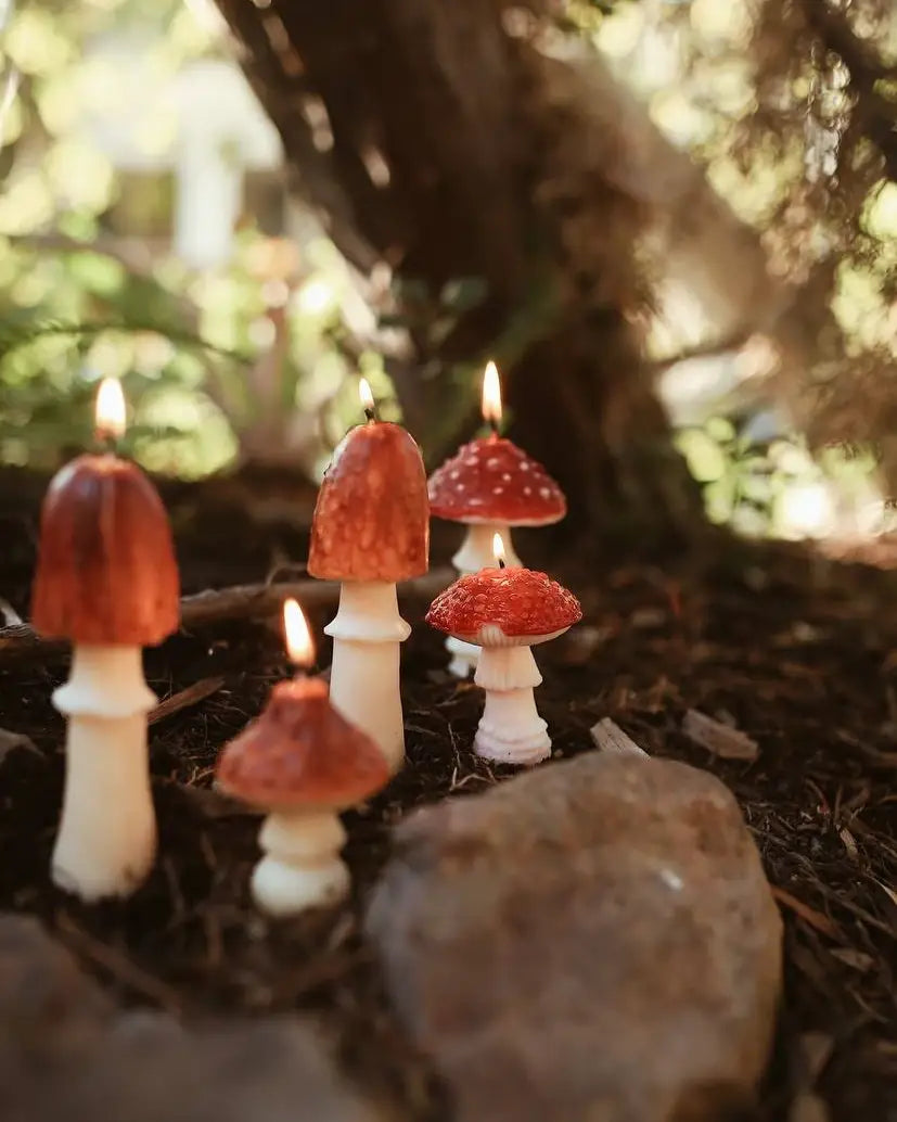 Handmade Amanita Beeswax Mushroom Candle