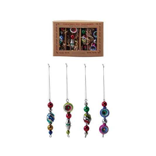 Mini Glass Drop Ornaments - Set of 4