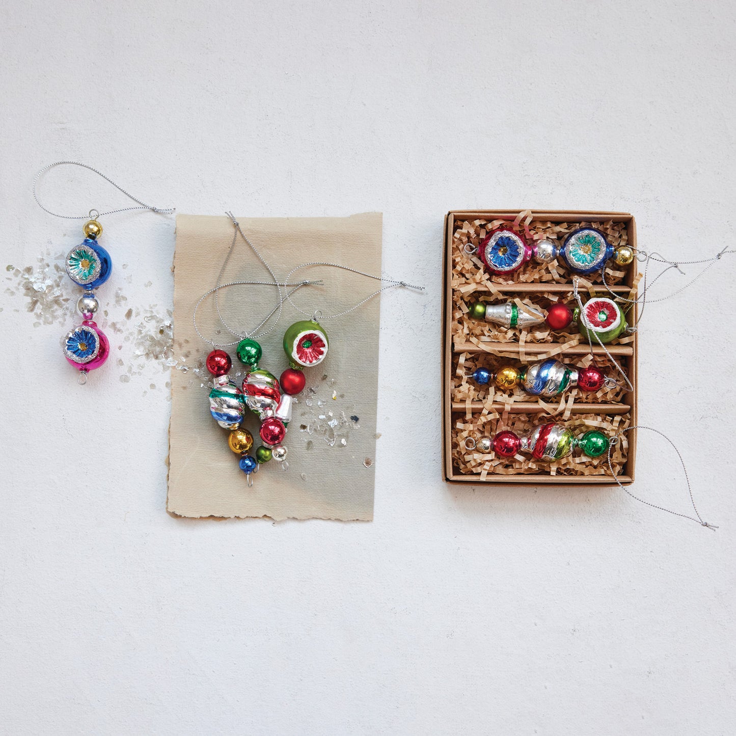 Mini Glass Drop Ornaments - Set of 4