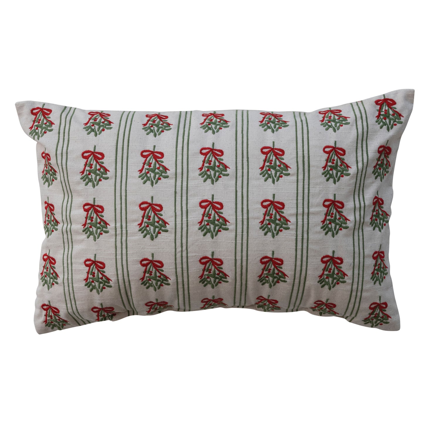 Embroidered Mistletoe Pillow
