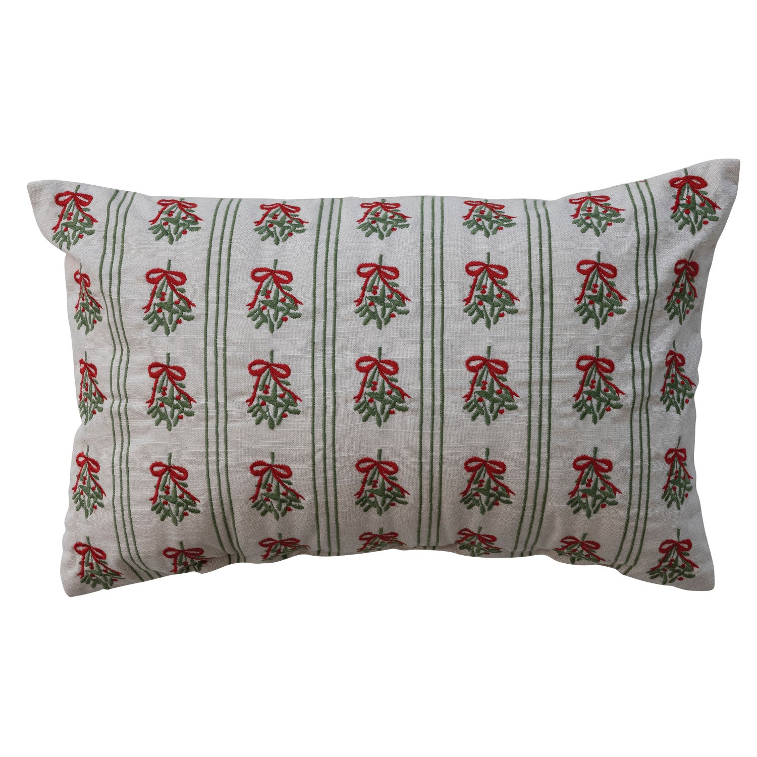 Embroidered Mistletoe Pillow