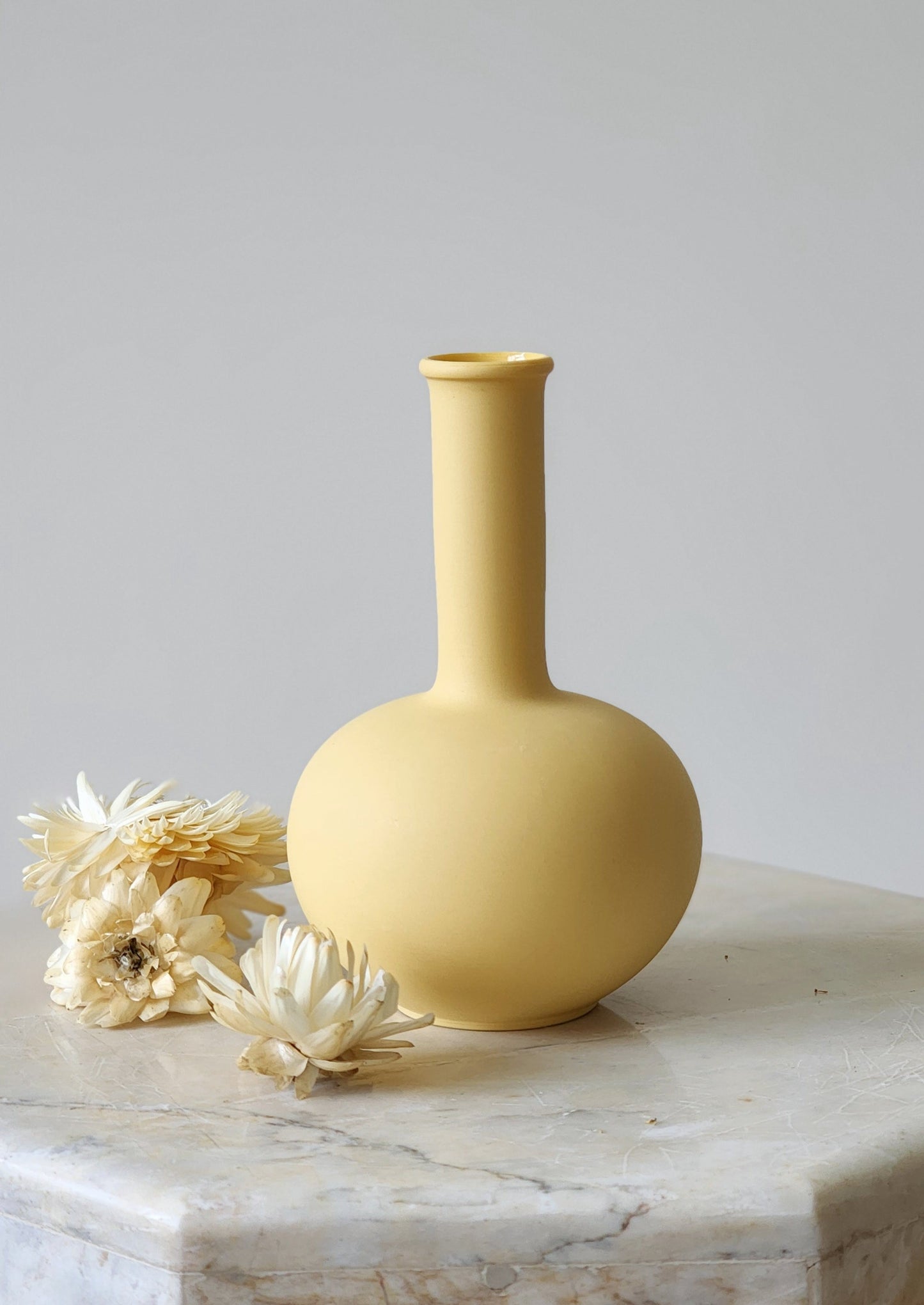 Porcelain Mini Long Neck Vase - Butter Yellow