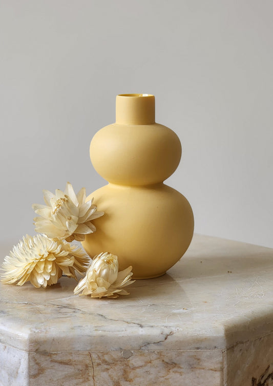 Porcelain Mini Double Apple Vase - Butter Yellow