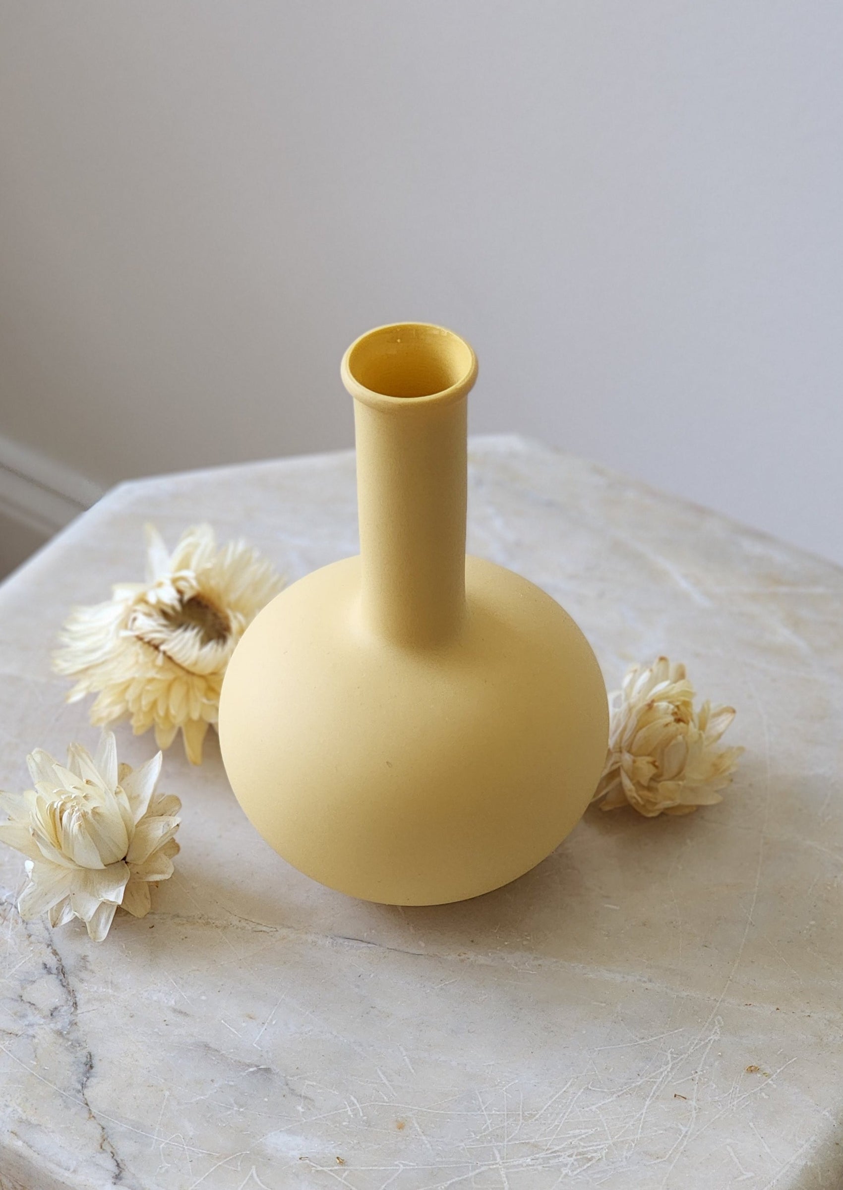 Porcelain Mini Long Neck Vase - Butter Yellow