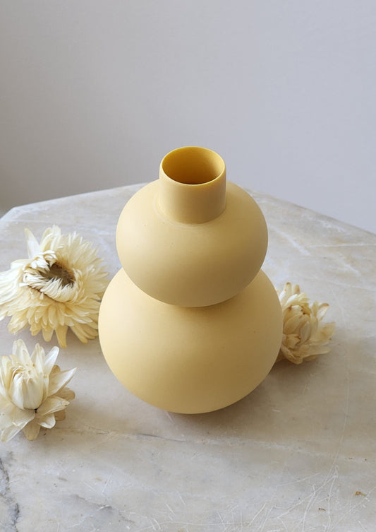 Porcelain Mini Double Apple Vase - Butter Yellow