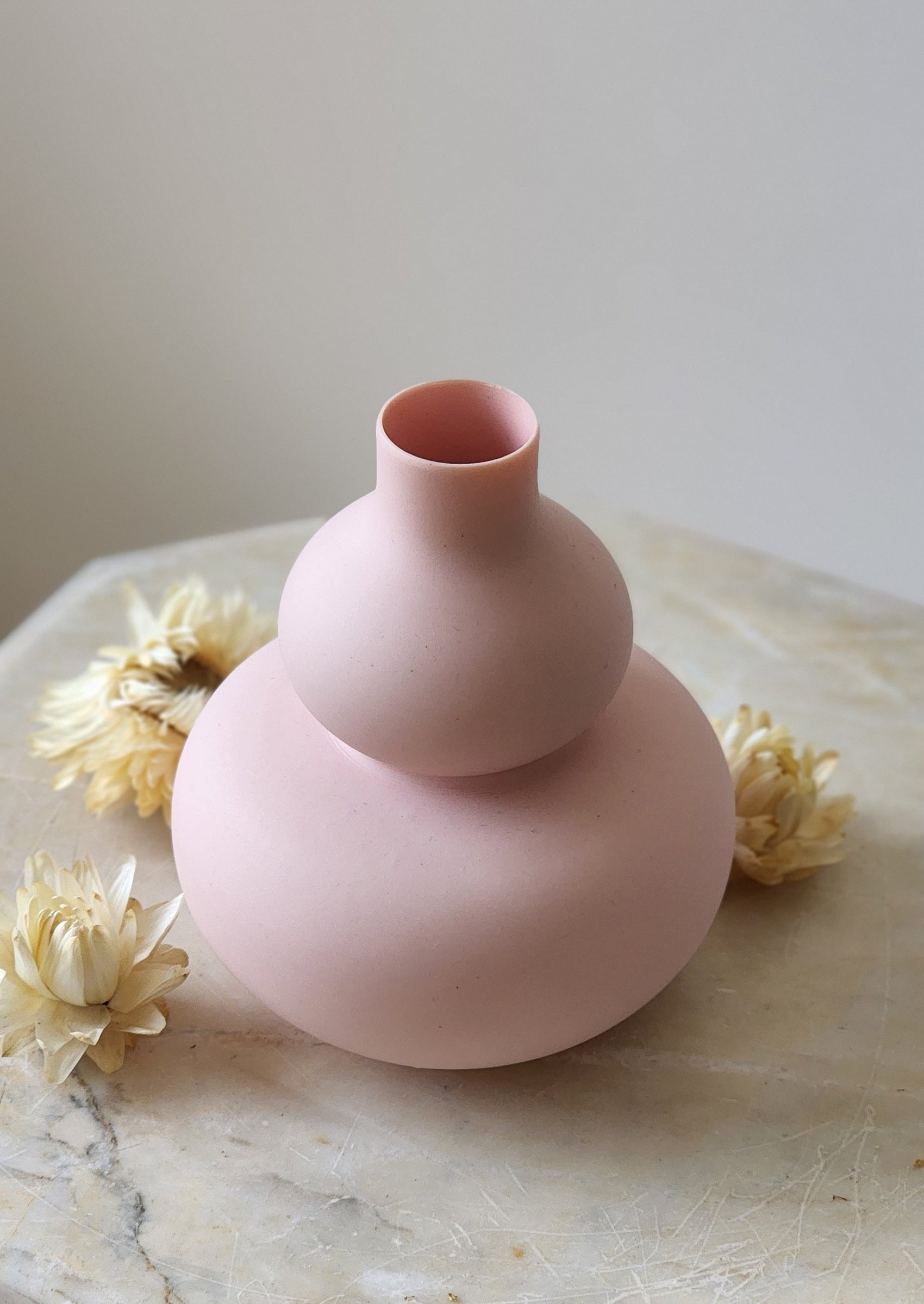 Porcelain Mini Double Gourd Vase - Pale Pink