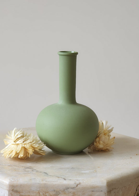 Porcelain Mini Long Neck Vase - Deep Sage