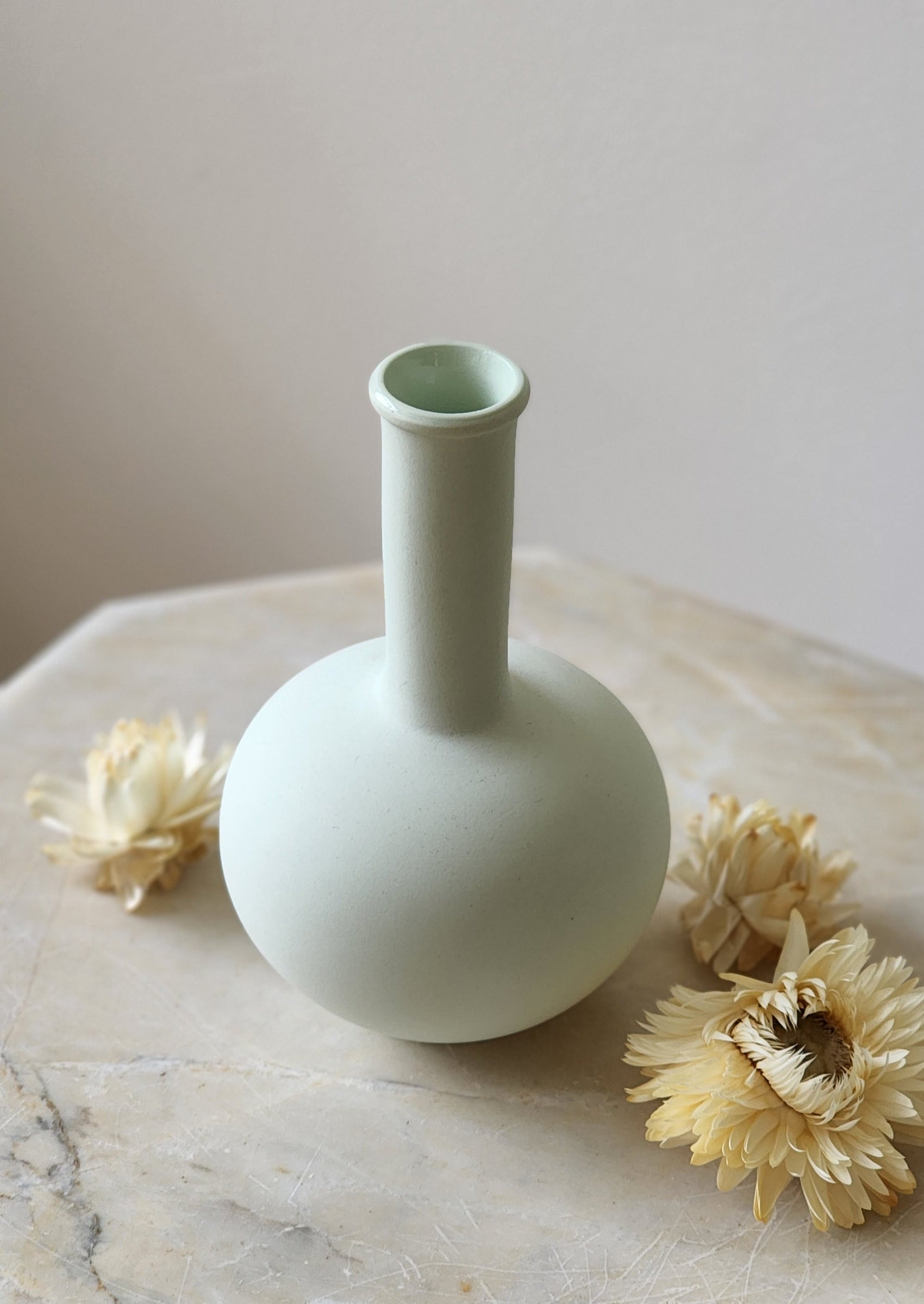 Porcelain Mini Long Neck Vase - Winter Mint