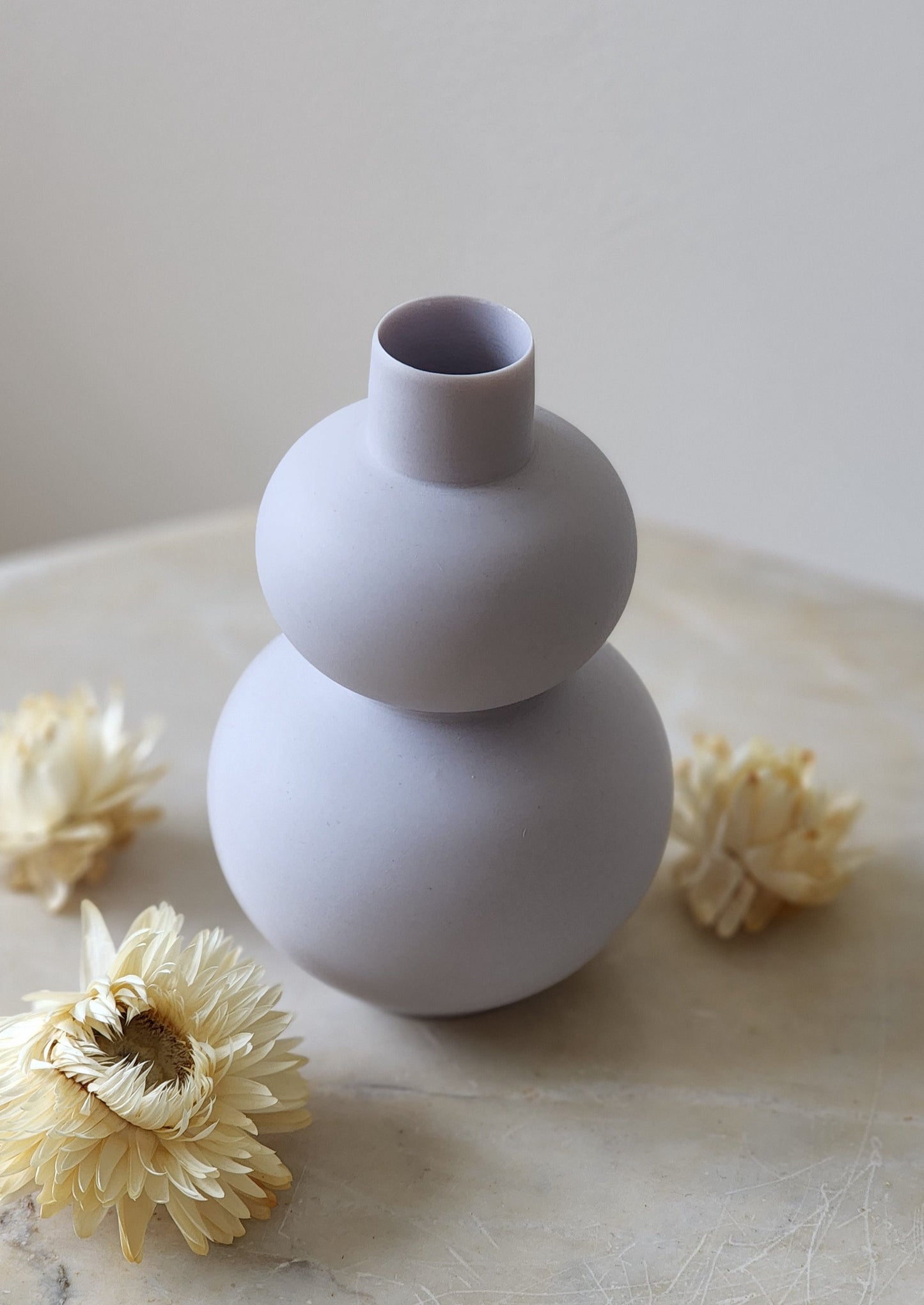 Porcelain Mini Double Apple Vase -  Lilac Grey