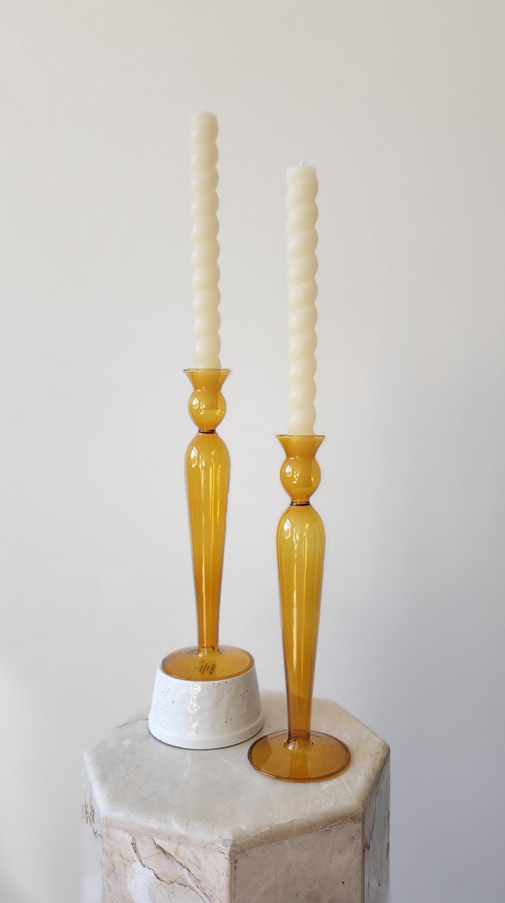 Amber Glass Candlestick