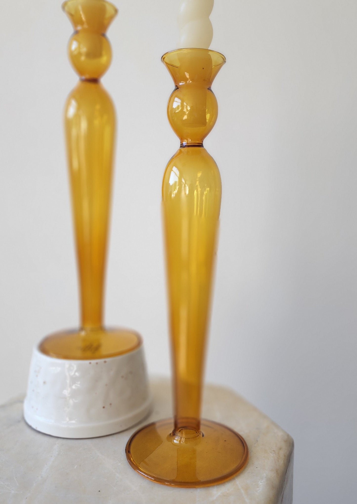 Amber Glass Candlestick