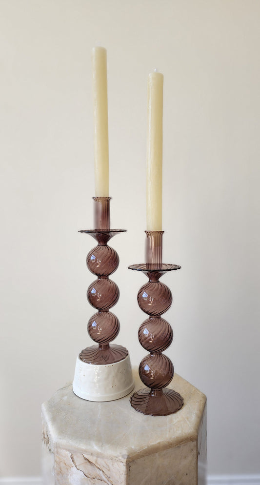 Nut Brown Glass Candlestick