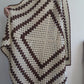Vintage Hand Crocheted Blanket - Brown and Cream