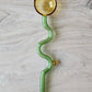 Fun Colorful Swirly Glass Spoon--Yellow + Green