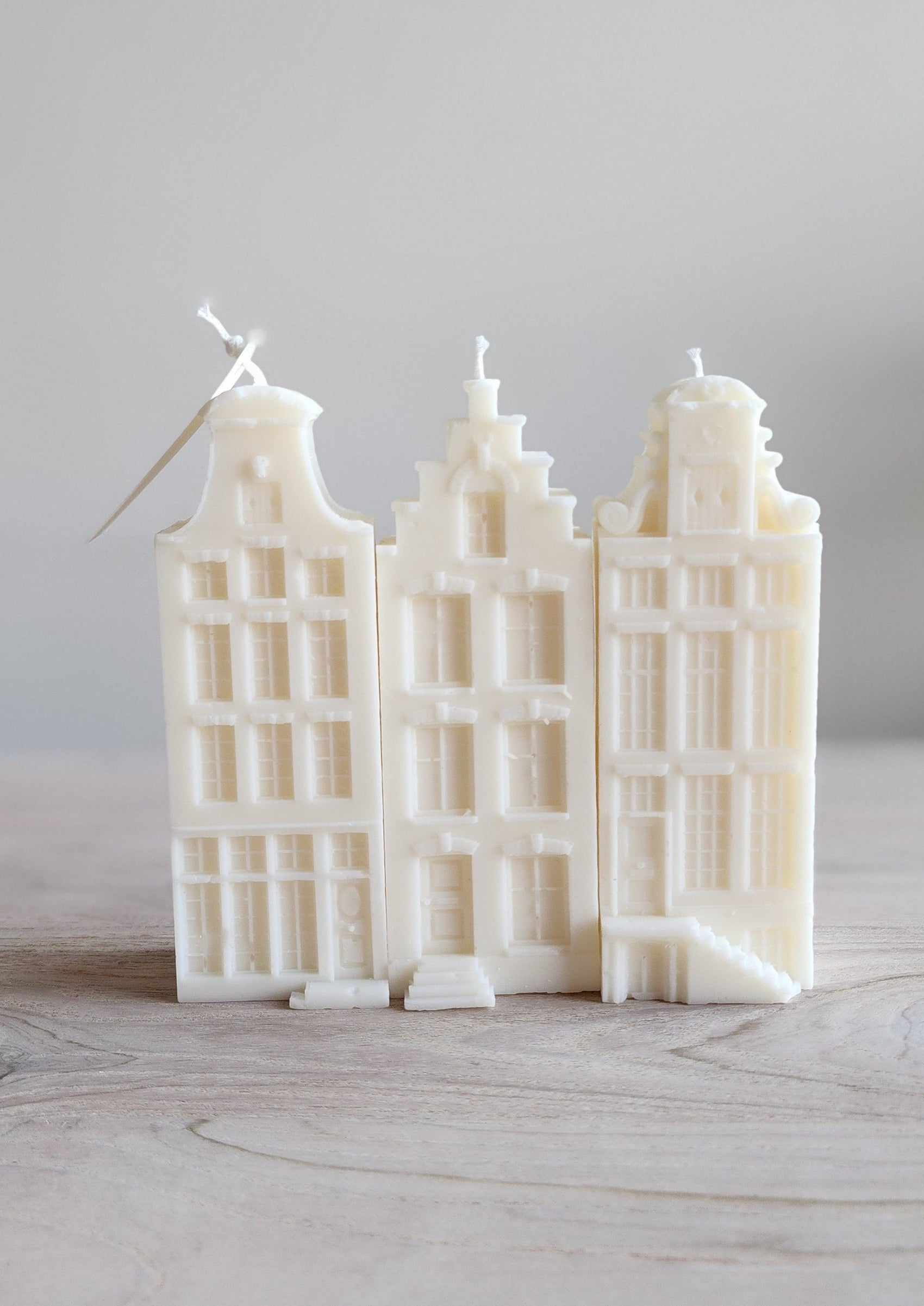 Amsterdam Canal House Set (3 candles)--Cream