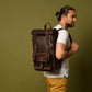 DuVall Leather Rolltop Backpack - Deep Brown