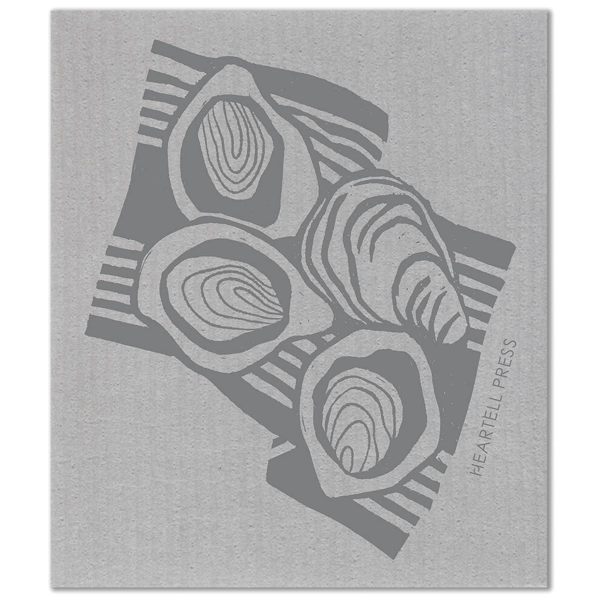 Screen Printed Gray Oysters Sponge Cloth - Stocking Stuffers