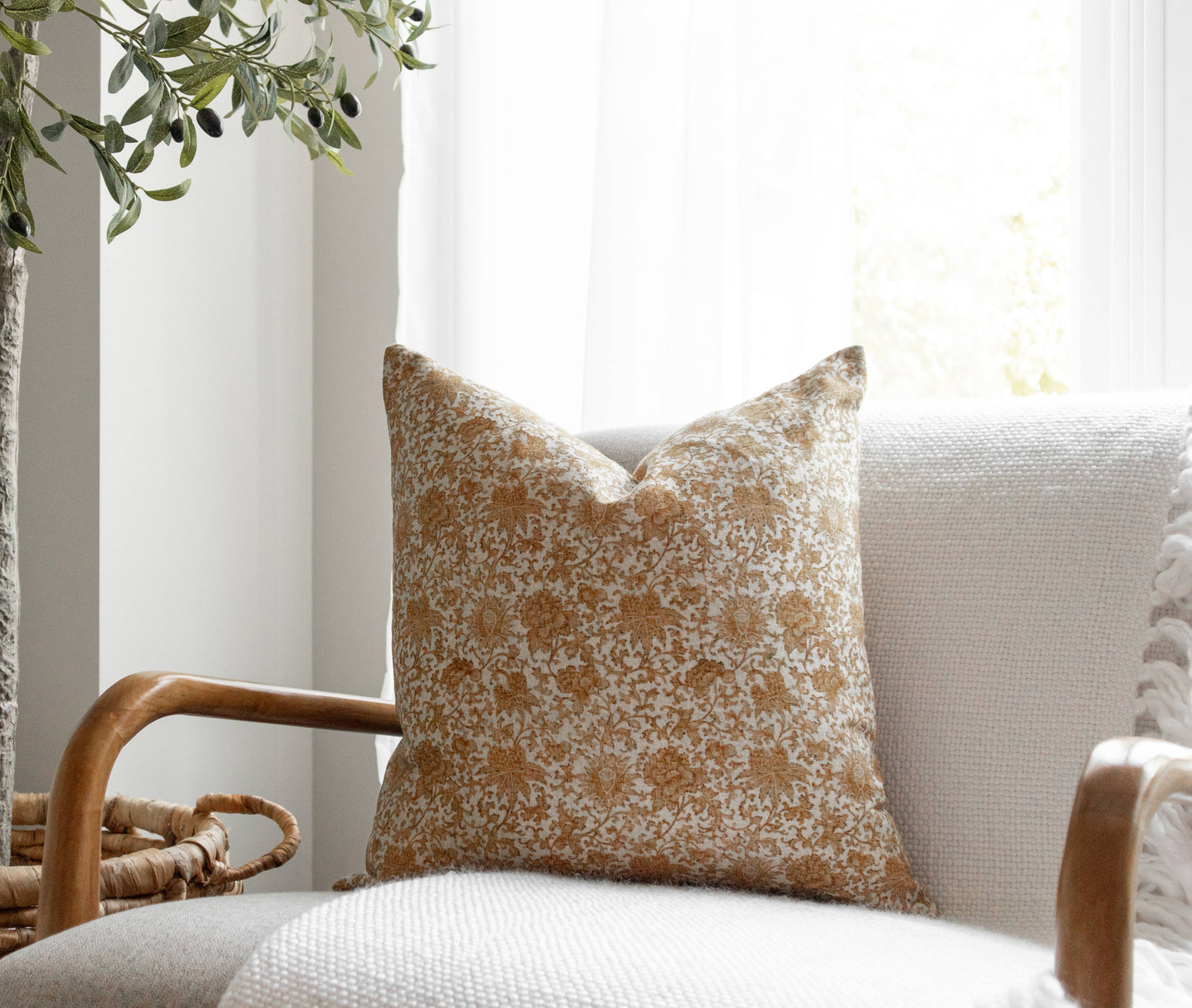 Handmade Golden Floral Pillow